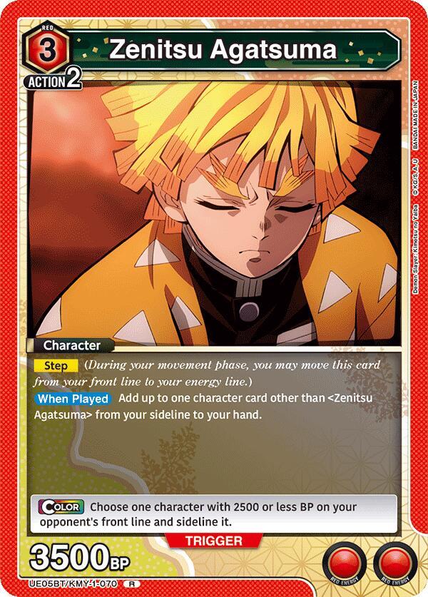 Zenitsu Agatsuma UE05BT/KMY-1-070 card from UE05BT: Demon Slayer: Kimetsu no Yaiba