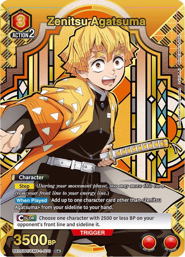 Zenitsu Agatsuma (R*) UE05BT/KMY-1-070 card from UE05BT: Demon Slayer: Kimetsu no Yaiba