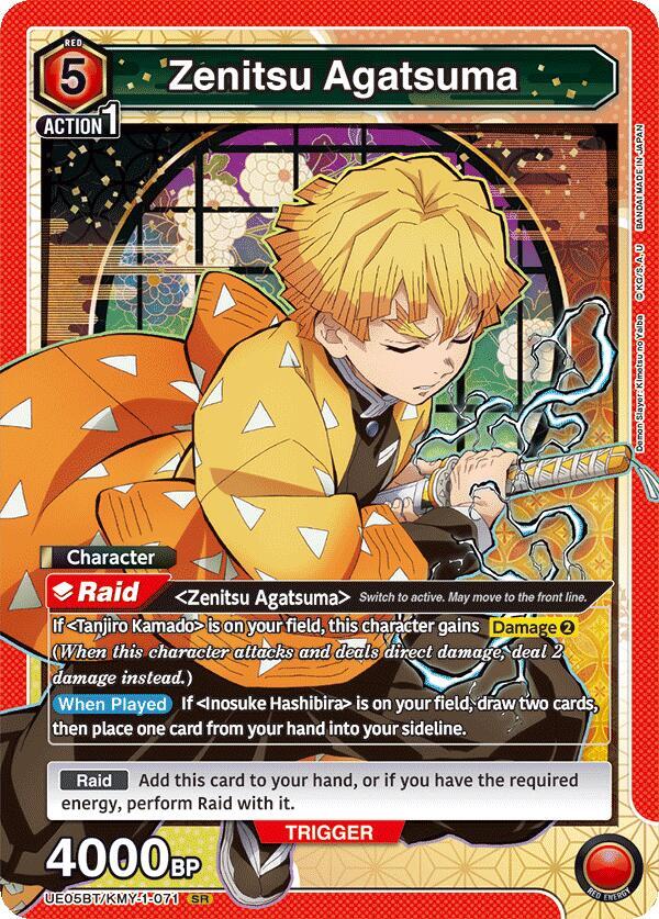 Zenitsu Agatsuma UE05BT/KMY-1-071 card from UE05BT: Demon Slayer: Kimetsu no Yaiba