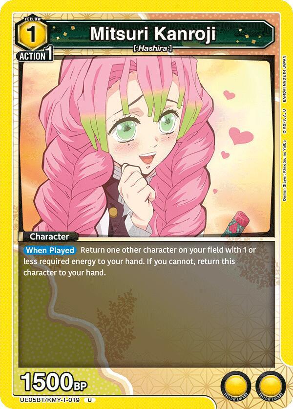 Mitsuri Kanroji UE05BT/KMY-1-019 card from UE05BT: Demon Slayer: Kimetsu no Yaiba