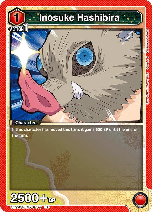 Inosuke Hashibira UE05BT/KMY-1-077 card from UE05BT: Demon Slayer: Kimetsu no Yaiba
