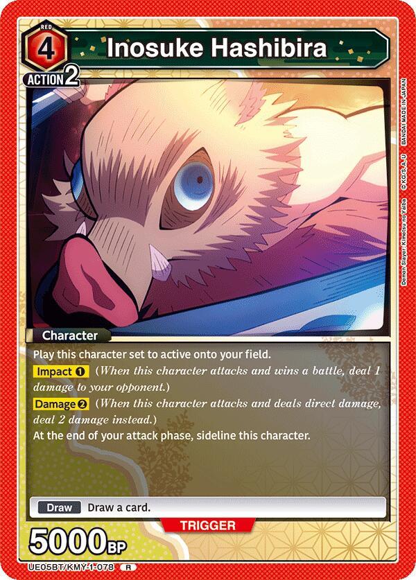 Inosuke Hashibira UE05BT/KMY-1-078 card from UE05BT: Demon Slayer: Kimetsu no Yaiba