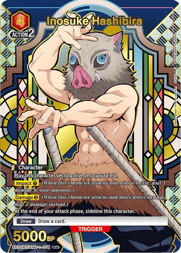 Inosuke Hashibira (R*) UE05BT/KMY-1-078 card from UE05BT: Demon Slayer: Kimetsu no Yaiba