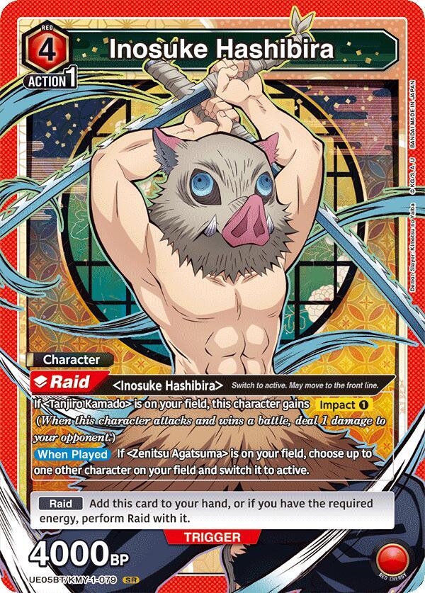 Inosuke Hashibira UE05BT/KMY-1-079 card from UE05BT: Demon Slayer: Kimetsu no Yaiba