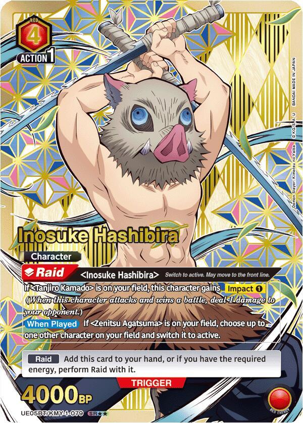 Inosuke Hashibira (SR**) UE05BT/KMY-1-079 card from UE05BT: Demon Slayer: Kimetsu no Yaiba
