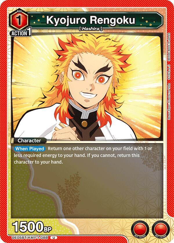 Kyojuro Rengoku UE05BT/KMY-1-088 card from UE05BT: Demon Slayer: Kimetsu no Yaiba