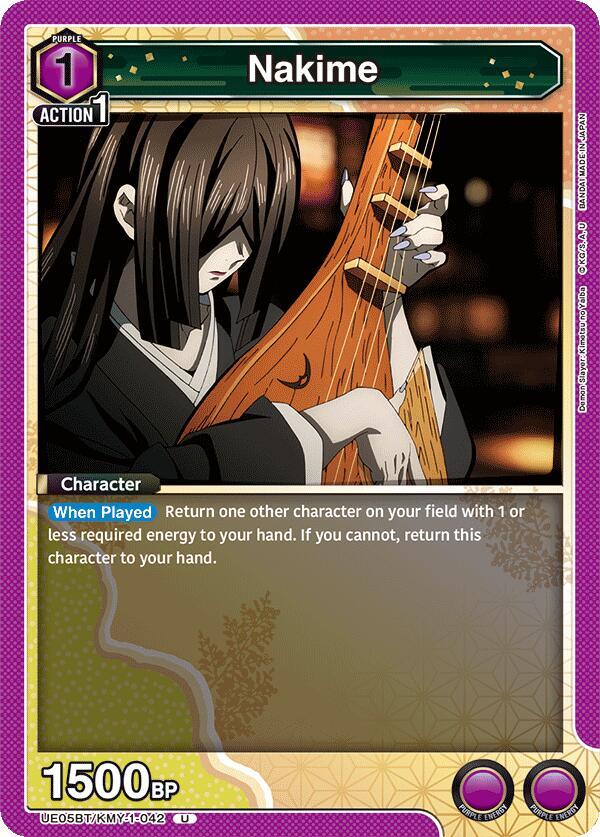 Nakime UE05BT/KMY-1-042 card from UE05BT: Demon Slayer: Kimetsu no Yaiba