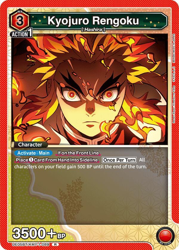 Kyojuro Rengoku UE05BT/KMY-1-089 card from UE05BT: Demon Slayer: Kimetsu no Yaiba