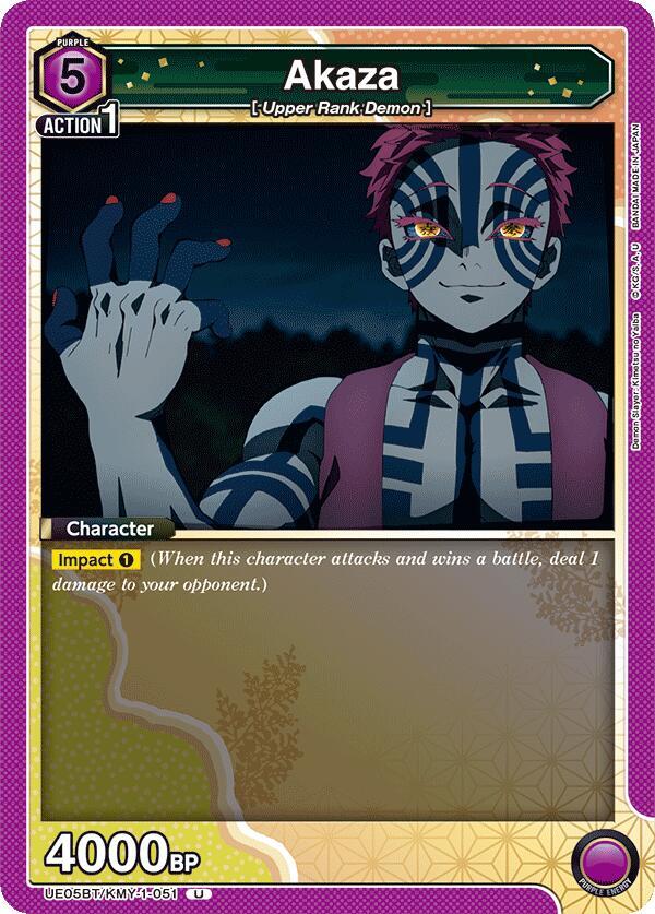 Akaza UE05BT/KMY-1-051 card from UE05BT: Demon Slayer: Kimetsu no Yaiba