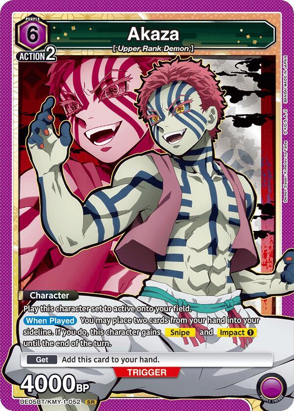 Akaza UE05BT/KMY-1-052 card from UE05BT: Demon Slayer: Kimetsu no Yaiba