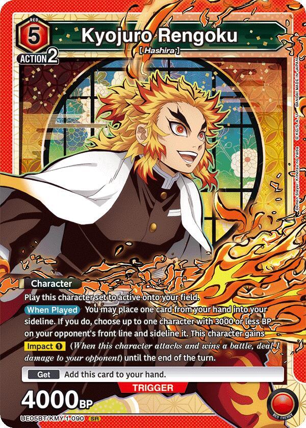 Kyojuro Rengoku UE05BT/KMY-1-090 card from UE05BT: Demon Slayer: Kimetsu no Yaiba