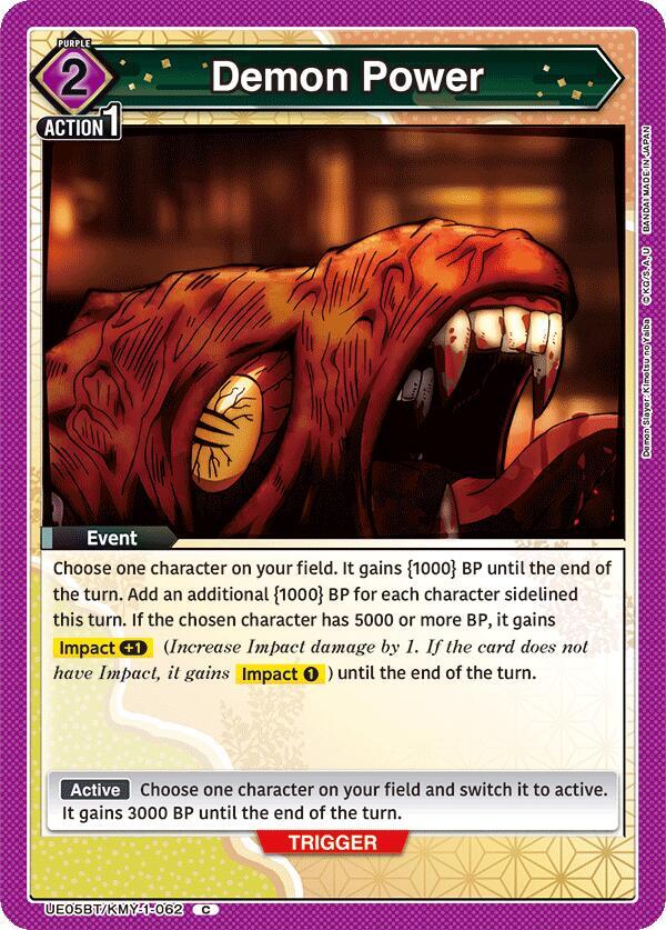 Demon Power UE05BT/KMY-1-062 card from UE05BT: Demon Slayer: Kimetsu no Yaiba