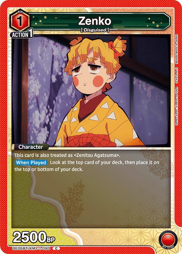 Zenko UE05BT/KMY-1-093 card from UE05BT: Demon Slayer: Kimetsu no Yaiba