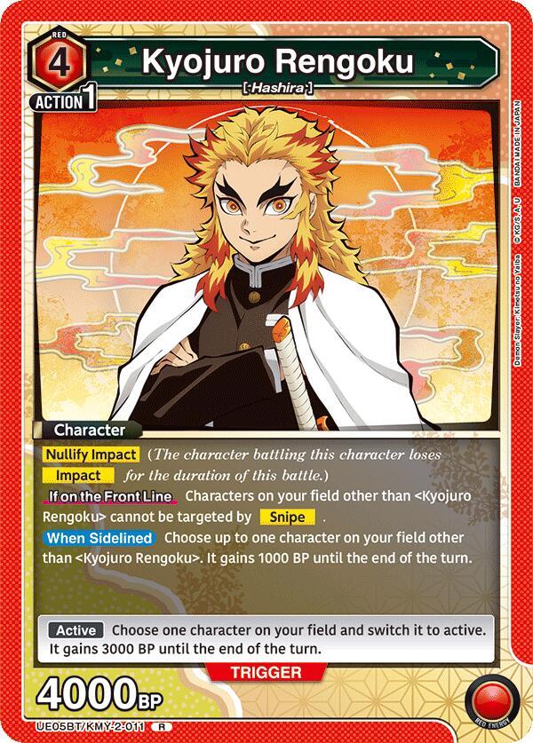 Kyojuro Rengoku UE05BT/KMY-2-011 card from UE05BT: Demon Slayer: Kimetsu no Yaiba