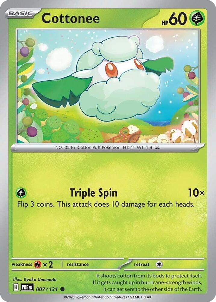 Cottonee 007/131 card from SV: Prismatic Evolutions