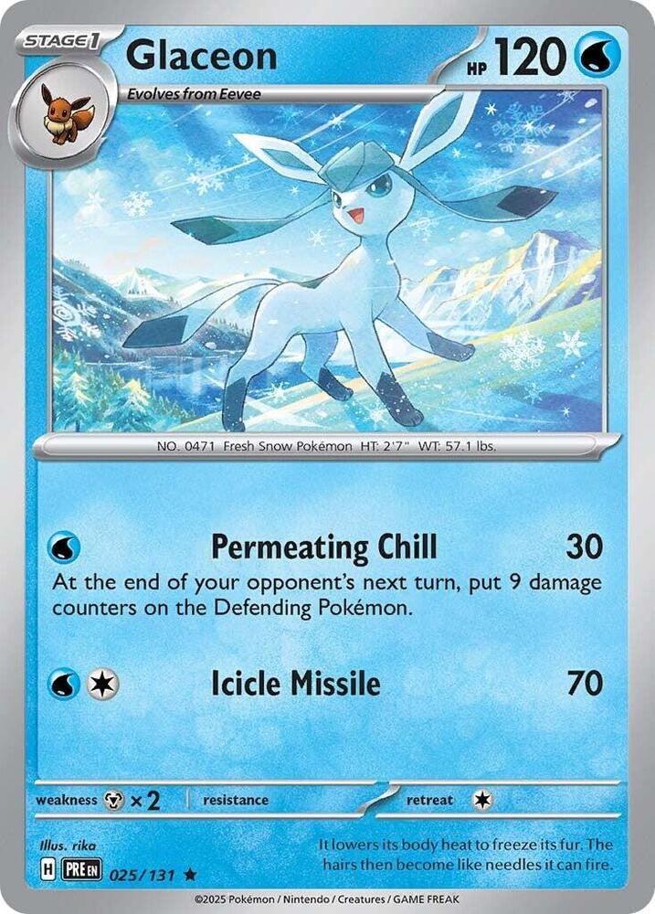 Glaceon 025/131 card from SV: Prismatic Evolutions