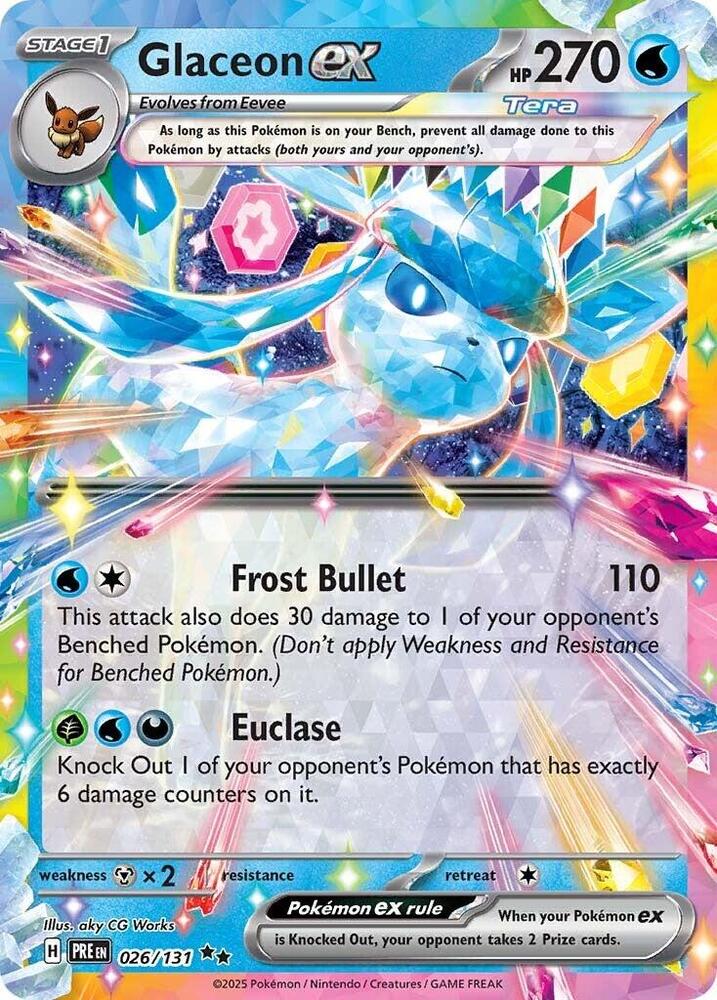 Glaceon ex 026/131 card from SV: Prismatic Evolutions