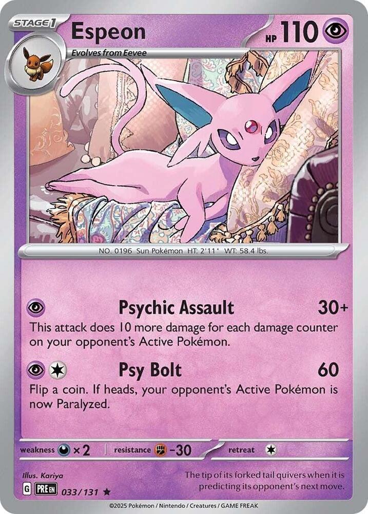 Espeon 033/131 card from SV: Prismatic Evolutions
