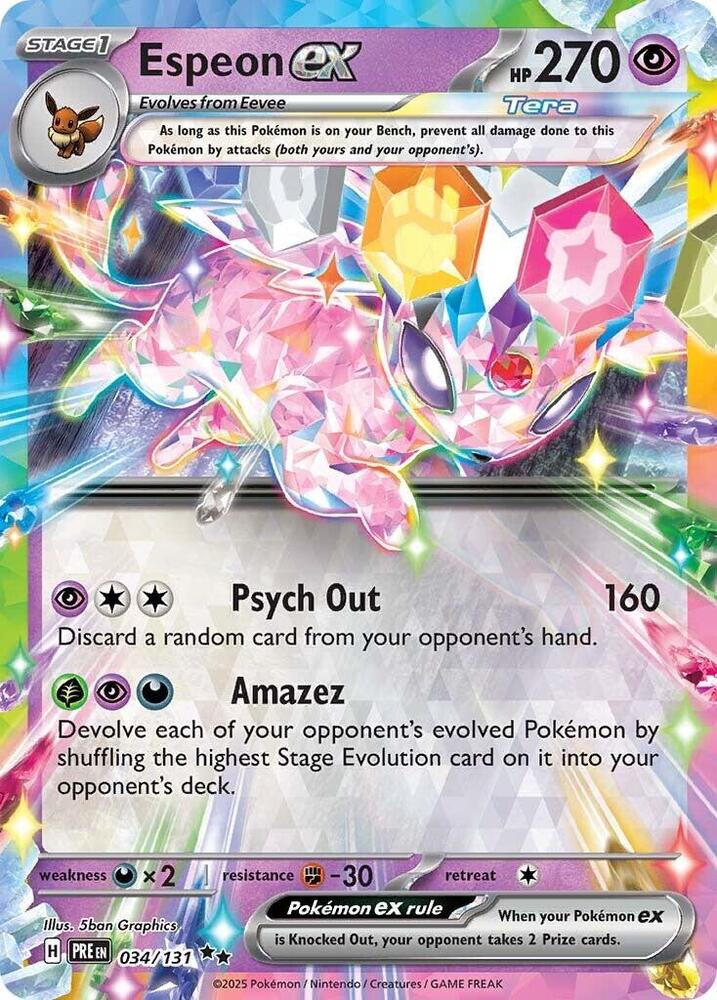 Espeon ex 034/131 card from SV: Prismatic Evolutions