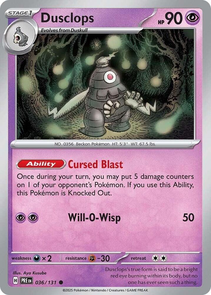 Dusclops 036/131 card from SV: Prismatic Evolutions