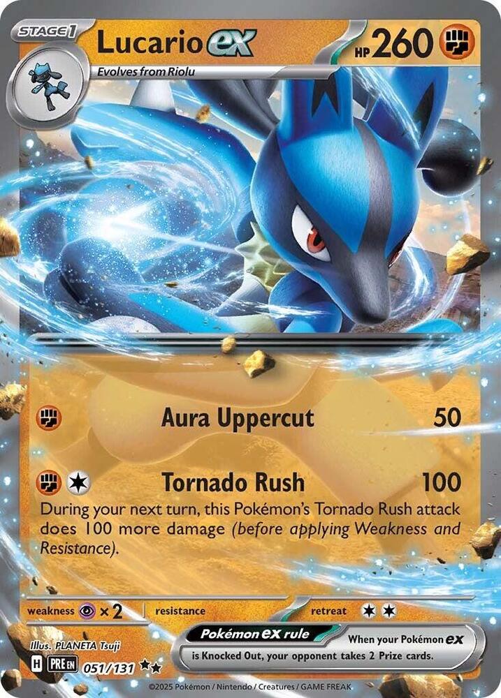 Lucario ex 051/131 card from SV: Prismatic Evolutions