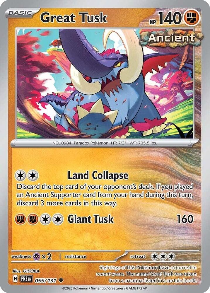 Great Tusk 055/131 card from SV: Prismatic Evolutions