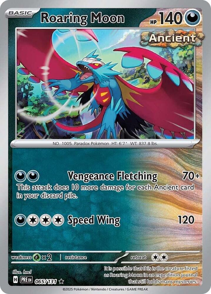 Roaring Moon 065/131 card from SV: Prismatic Evolutions