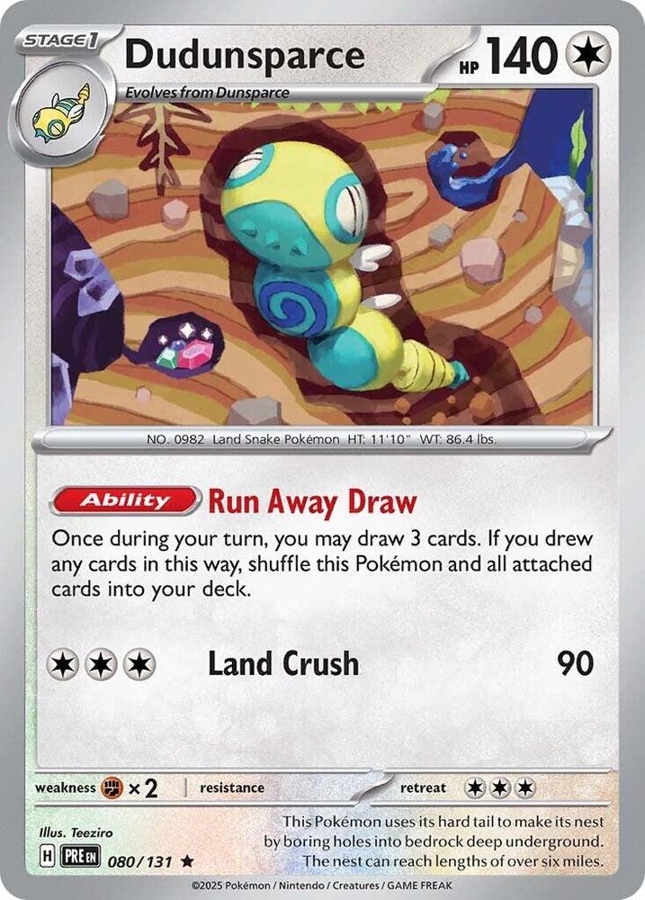 Dudunsparce 080/131 card from SV: Prismatic Evolutions
