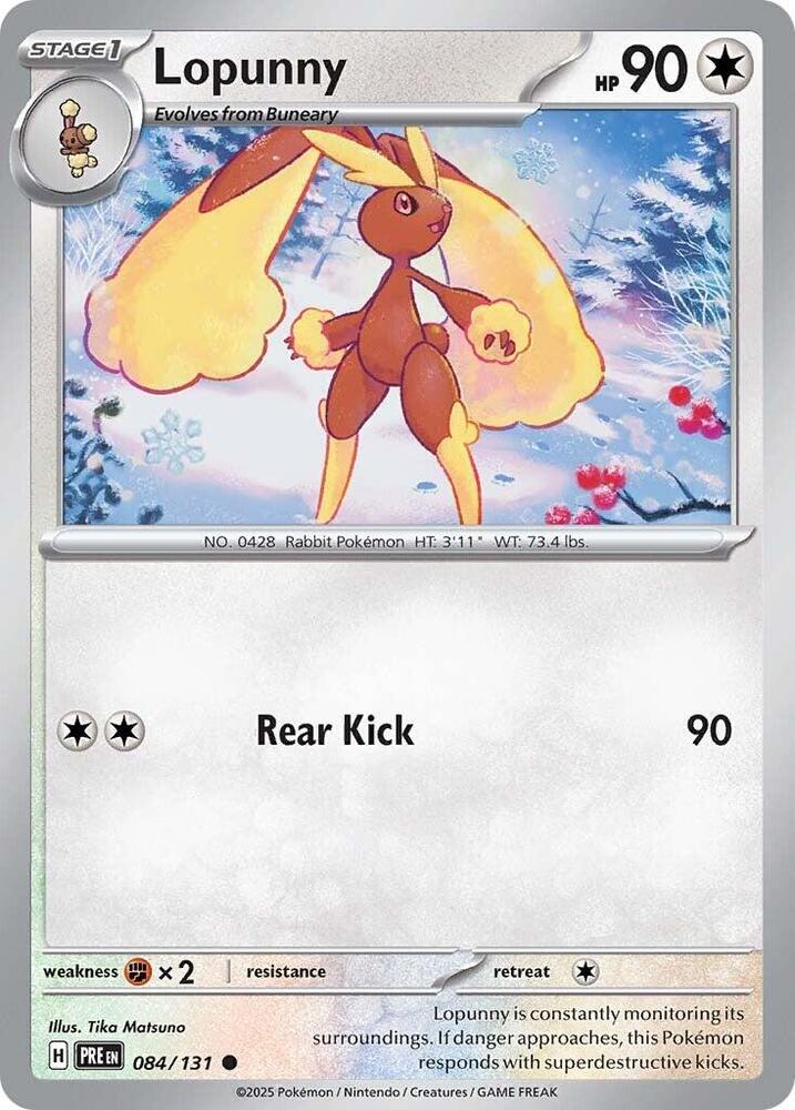 Lopunny 084/131 card from SV: Prismatic Evolutions