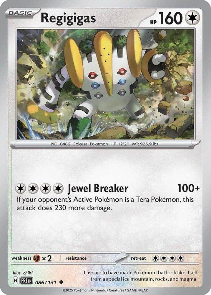Regigigas 086/131 card from SV: Prismatic Evolutions