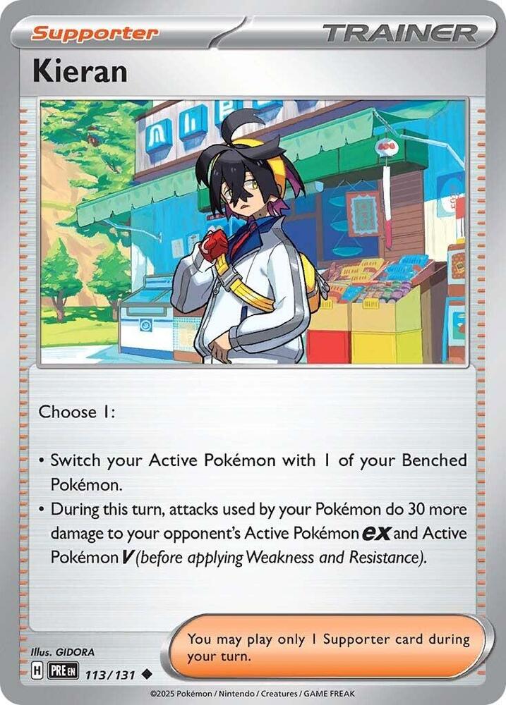 Kieran 113/131 card from SV: Prismatic Evolutions