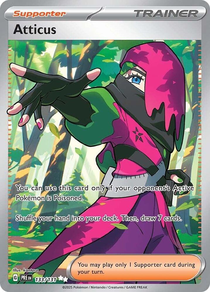 Atticus 133/131 card from SV: Prismatic Evolutions