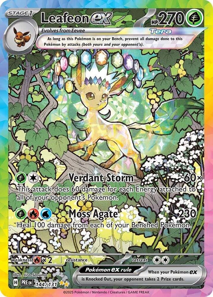 Leafeon ex 144/131 card from SV: Prismatic Evolutions