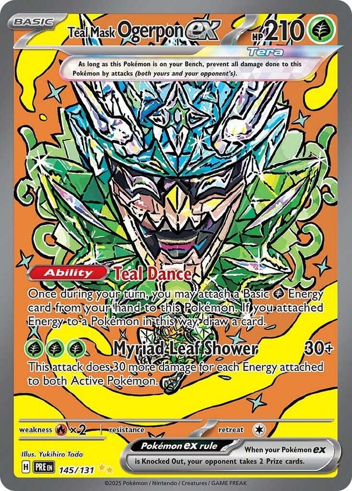 Teal Mask Ogerpon ex 145/131 card from SV: Prismatic Evolutions