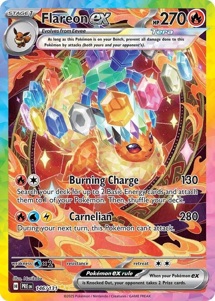 Flareon ex 146/131 card from SV: Prismatic Evolutions
