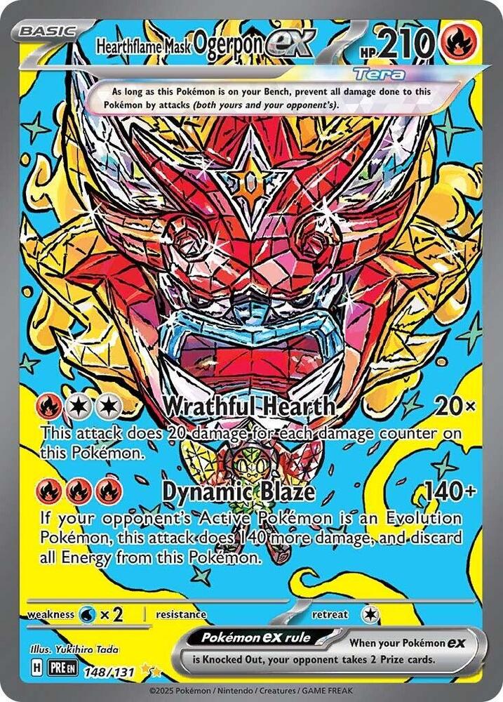Hearthflame Mask Ogerpon ex 148/131 card from SV: Prismatic Evolutions