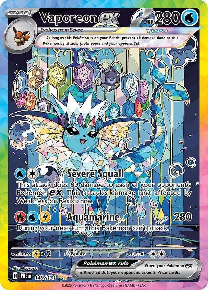 Vaporeon ex 149/131 card from SV: Prismatic Evolutions