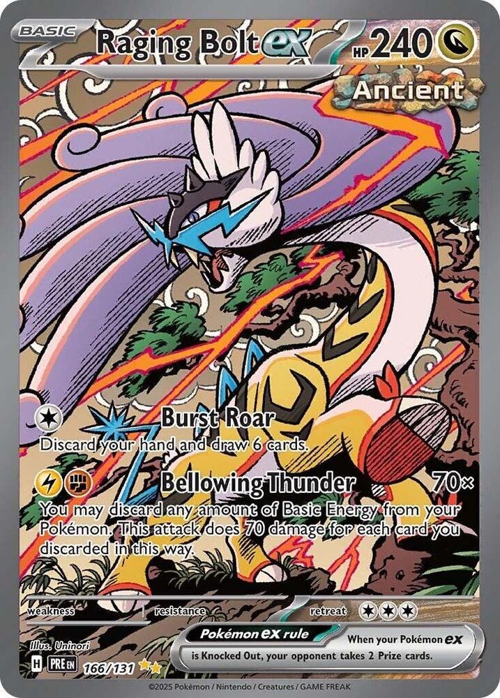 Raging Bolt ex 166/131 card from SV: Prismatic Evolutions