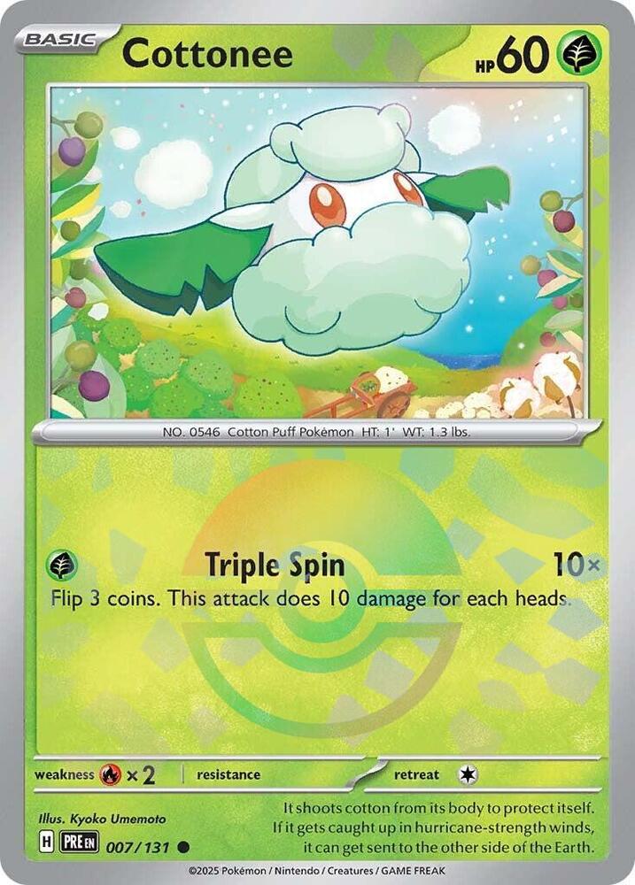 Cottonee (Poke Ball Pattern) 007/131 card from SV: Prismatic Evolutions