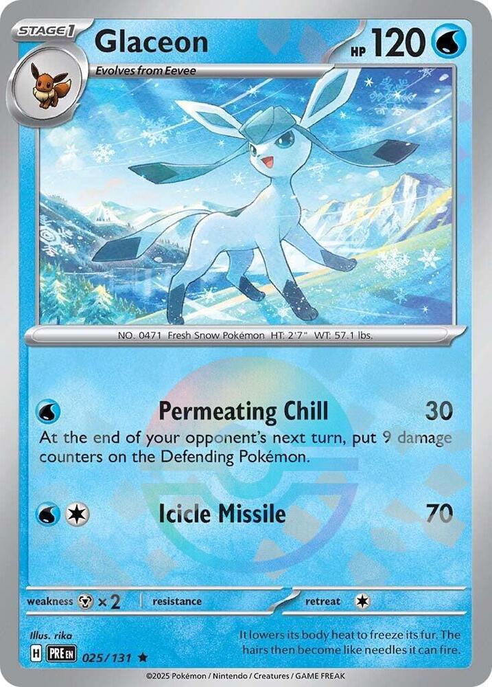 Glaceon (Poke Ball Pattern) 025/131 card from SV: Prismatic Evolutions