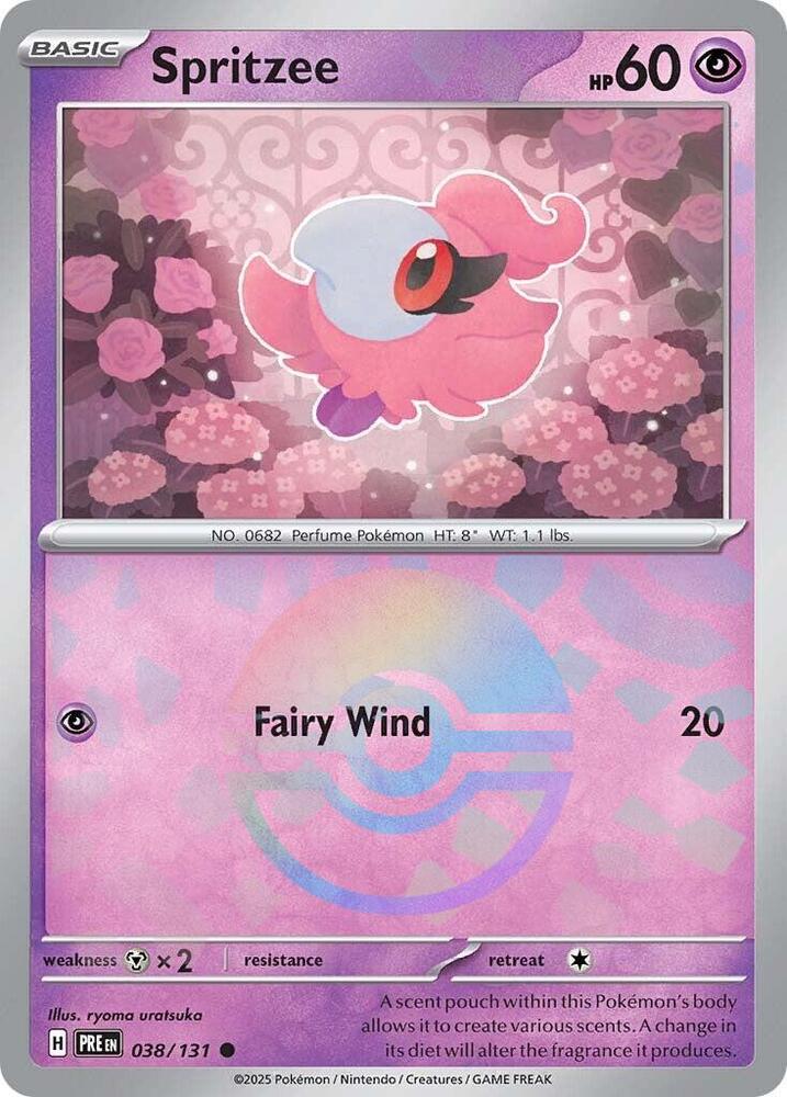 Spritzee (Poke Ball Pattern) 038/131 card from SV: Prismatic Evolutions