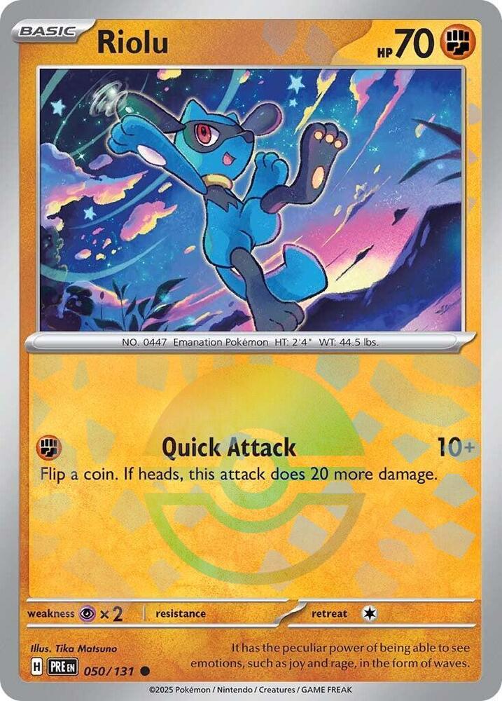 Riolu (Poke Ball Pattern) 050/131 card from SV: Prismatic Evolutions
