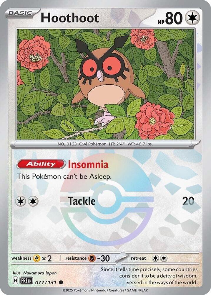 Hoothoot (Poke Ball Pattern) 077/131 card from SV: Prismatic Evolutions