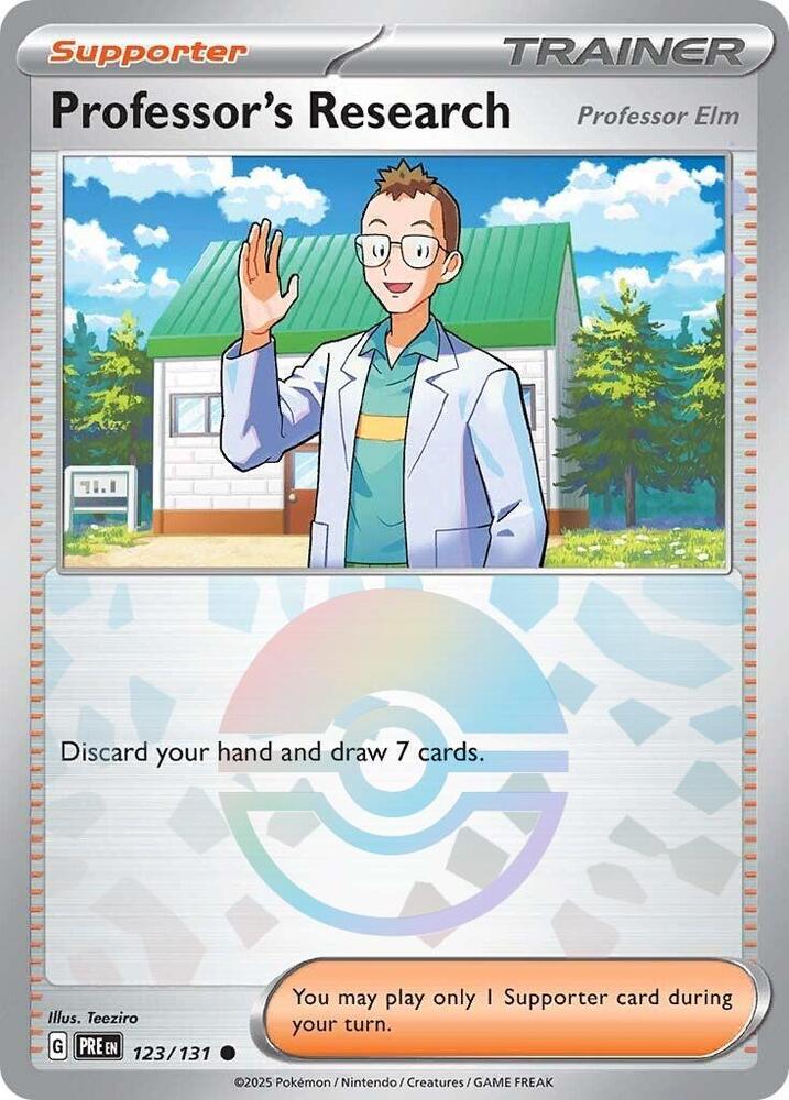 Professor's Research [Professor Elm] (Poke Ball Pattern) 123/131 card from SV: Prismatic Evolutions