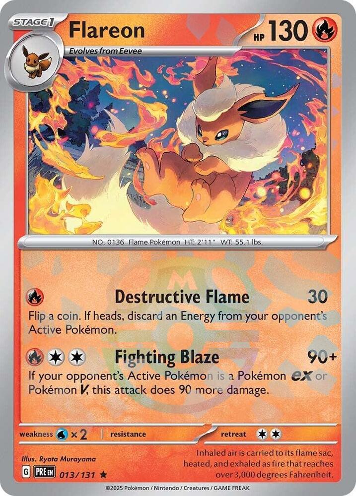Flareon (Master Ball Pattern) 013/131 card from SV: Prismatic Evolutions