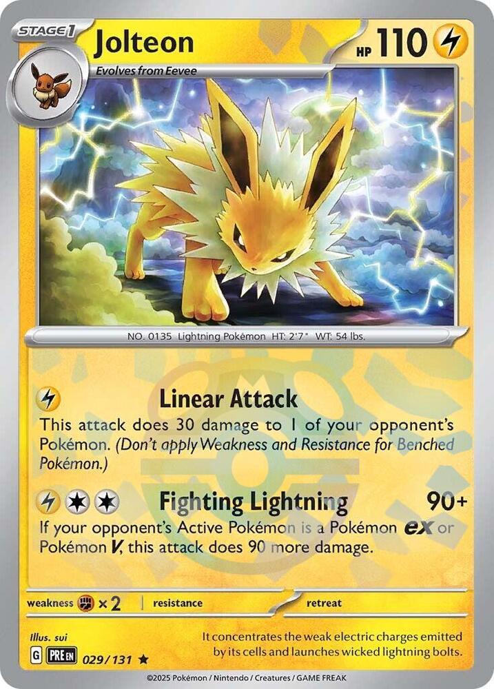 Jolteon (Master Ball Pattern) 029/131 card from SV: Prismatic Evolutions