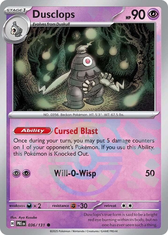 Dusclops (Master Ball Pattern) 036/131 card from SV: Prismatic Evolutions