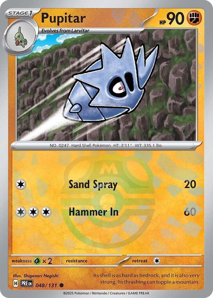 Pupitar (Master Ball Pattern) 048/131 card from SV: Prismatic Evolutions