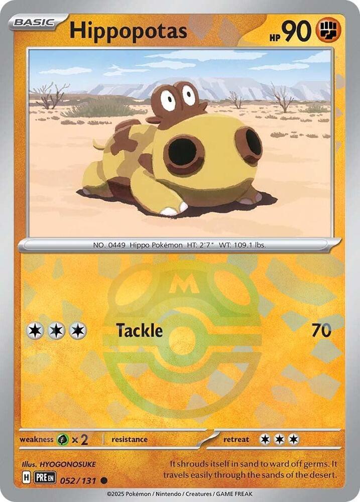 Hippopotas (Master Ball Pattern) 052/131 card from SV: Prismatic Evolutions