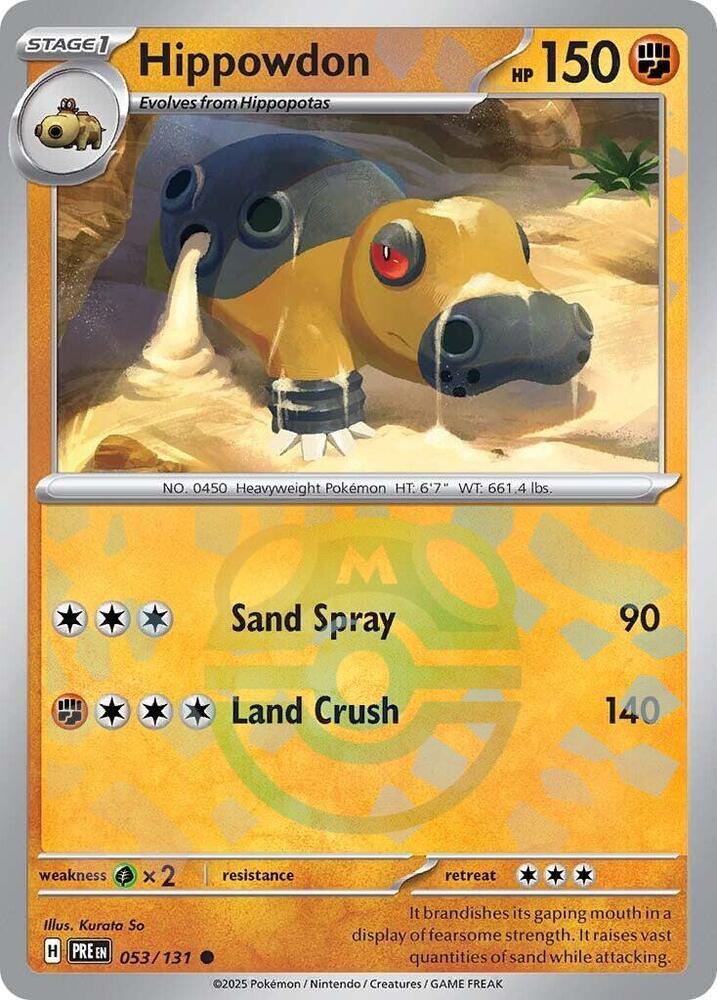 Hippowdon (Master Ball Pattern) 053/131 card from SV: Prismatic Evolutions